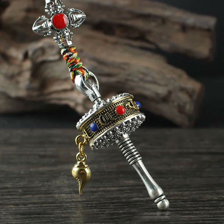 Tibet Om Mani Padme Hum Prayer Wheel Peace Rotatable Bag Car Hanging Decoration - image 14