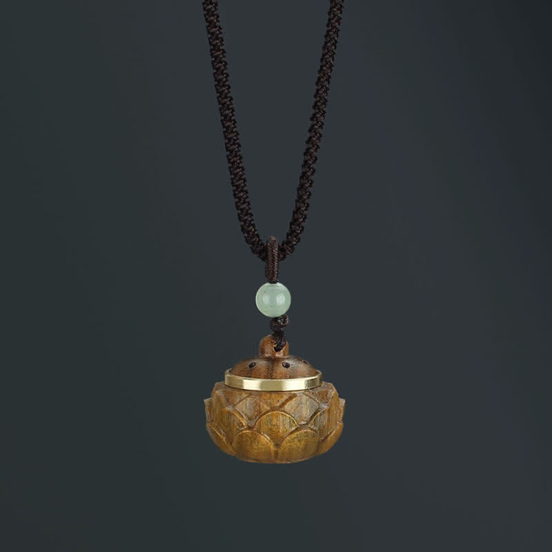 Buddha Stones Tibet Green Sandalwood Rosewood Om Mani Padme Hum Lotus Positive Soothing Necklace Pendant - Lotus Green Sandalwood - image 8