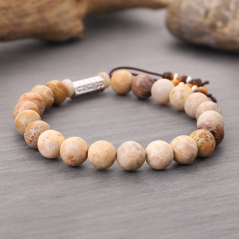Buddha Stones Weathered Stone Om Mani Padme Hum Strengthen Bracelet - image 7