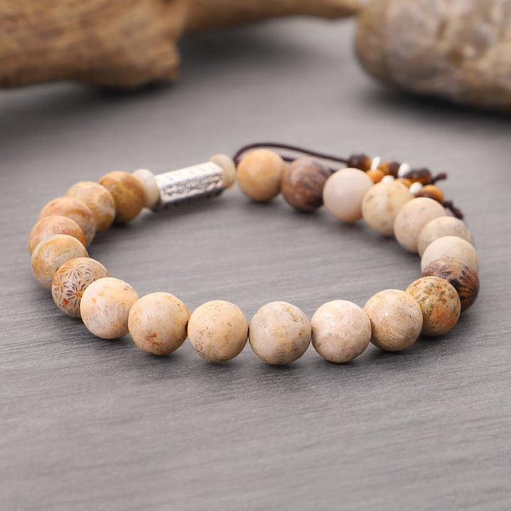 Buddha Stones Weathered Stone Om Mani Padme Hum Strengthen Bracelet - image 7
