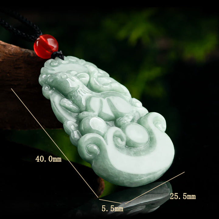 Buddha Stones Natural Green Jade 12 Chinese Zodiac Luck Prosperity Necklace Pendant - image 9