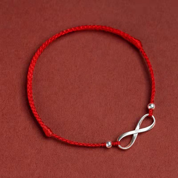 Buddha Stones 925 Sterling Silver Endless Knot Protection Luck Red String Bracelet Anklet - Red - Anklet(Anklet Circumference 20-25cm) - image 5