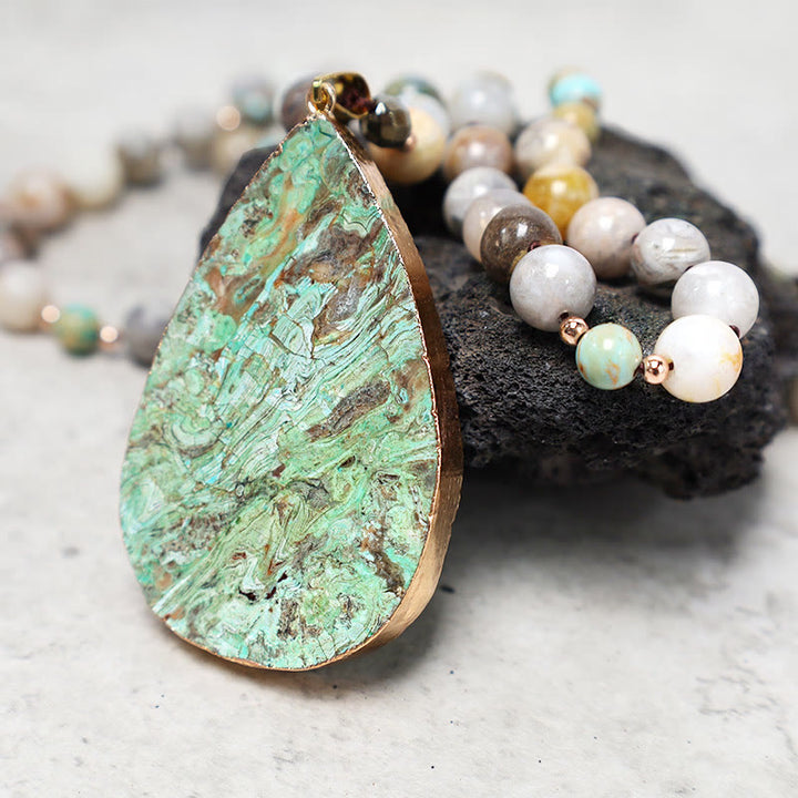 Buddha Stones Natural Ocean Picasso Jasper Beaded Healing Neckace - image 3