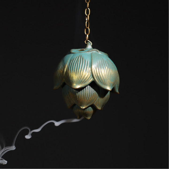 Buddha Stones Lotus Meditation Hanging Incense Burner Decoration - Lotus - image 0