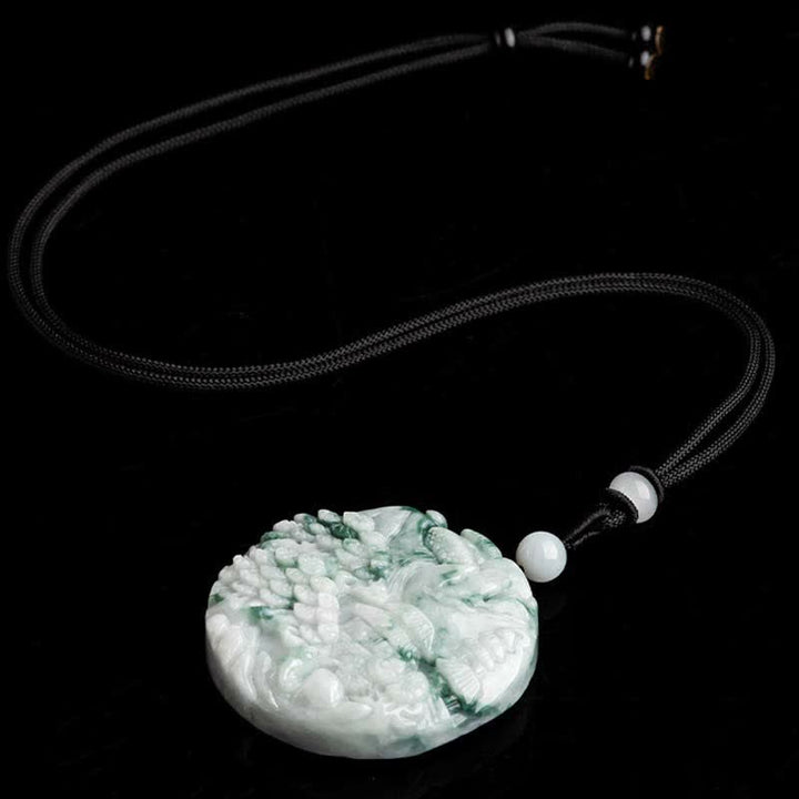 Buddha Stones Mountain Landscape Jade Abundance String Necklace - image 7