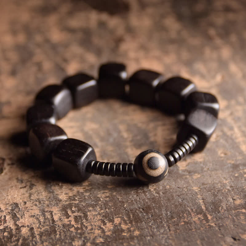 Buddha Stones Tibetan Ebony Wood Dzi Bead Strength Bracelet - 17cm-18cm - image 0