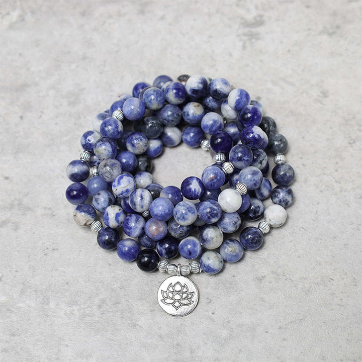 Buddha Stones Natural Blue Aventurine Lotus Peace Necklace Bracelet - image 5
