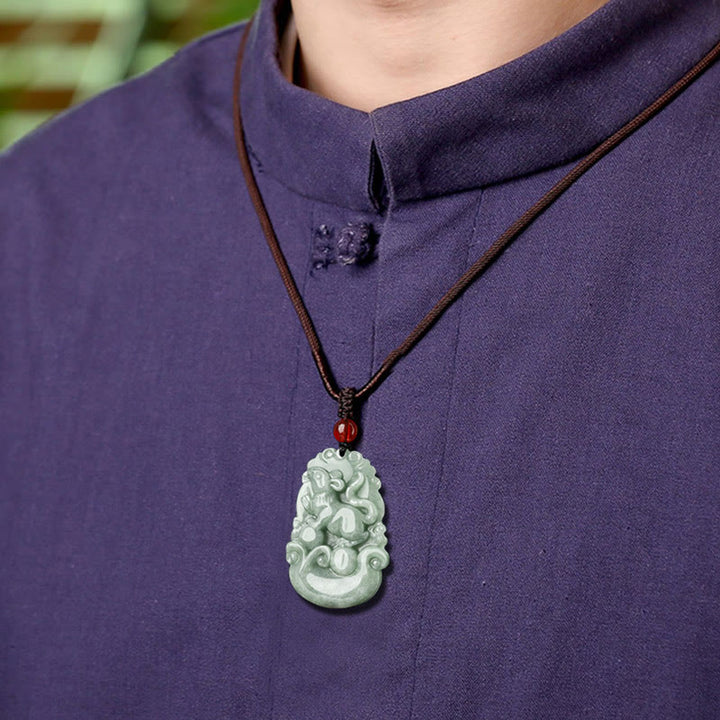 Buddha Stones Natural Green Jade 12 Chinese Zodiac Luck Prosperity Necklace Pendant - image 8