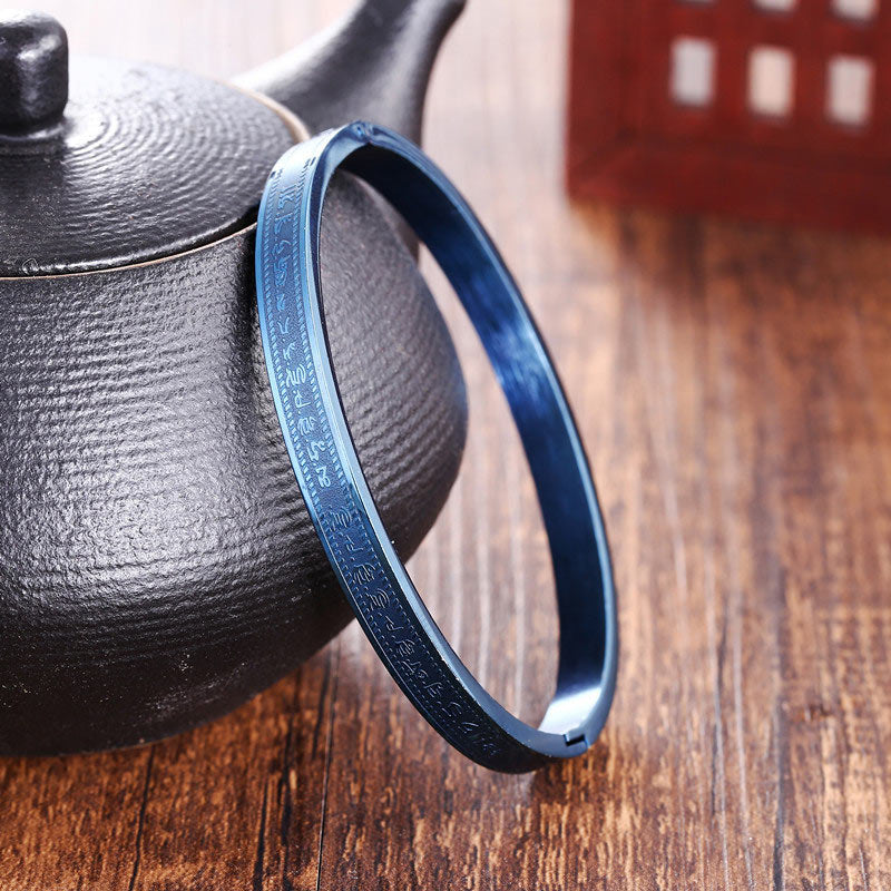 Buddha Stones Titanium Steel Blessing Bracelet Bangle - image 1