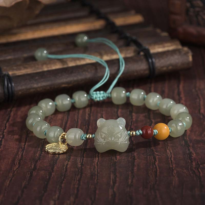 Chinese Zodiac Tiger Jade Blessing String Bracelet - Chinese Zodiac Tiger&Jade - image 0