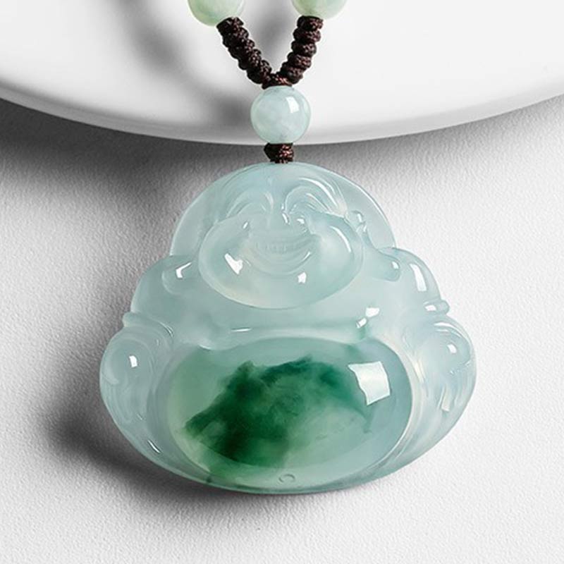 Buddha Stones Cyan Jade Luck Necklace Pendant - image 6