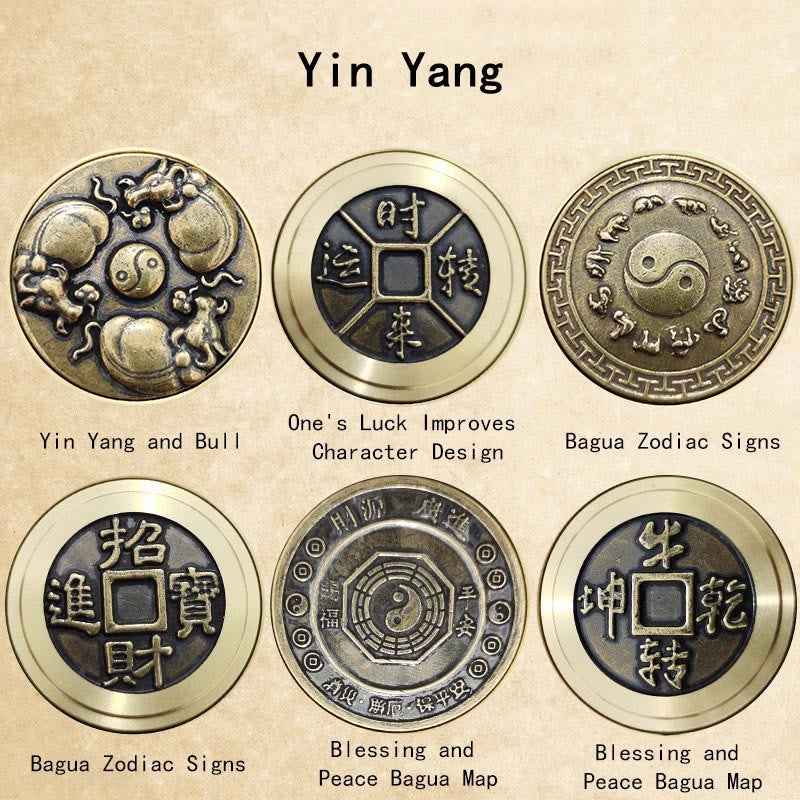 Buddha Stones Four Beasts Feng Shui Yin Yang Bagua Copper Coin Harmony Rotatable Decoration - image 8