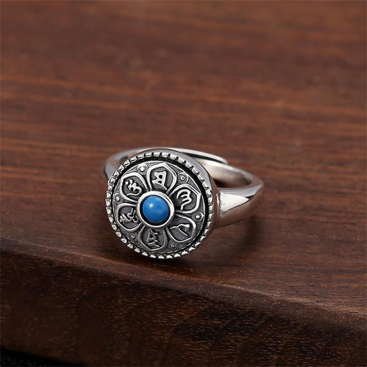 Buddha Stones Tibetan Om Mani Padme Hum Peace Rotatable Ring - Blue Om Mani Padme Hum - image 9