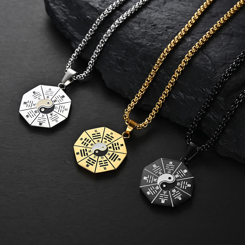 Buddha Stones Bagua Yin Yang Titanium Steel Balance Necklace Pendant - image 1