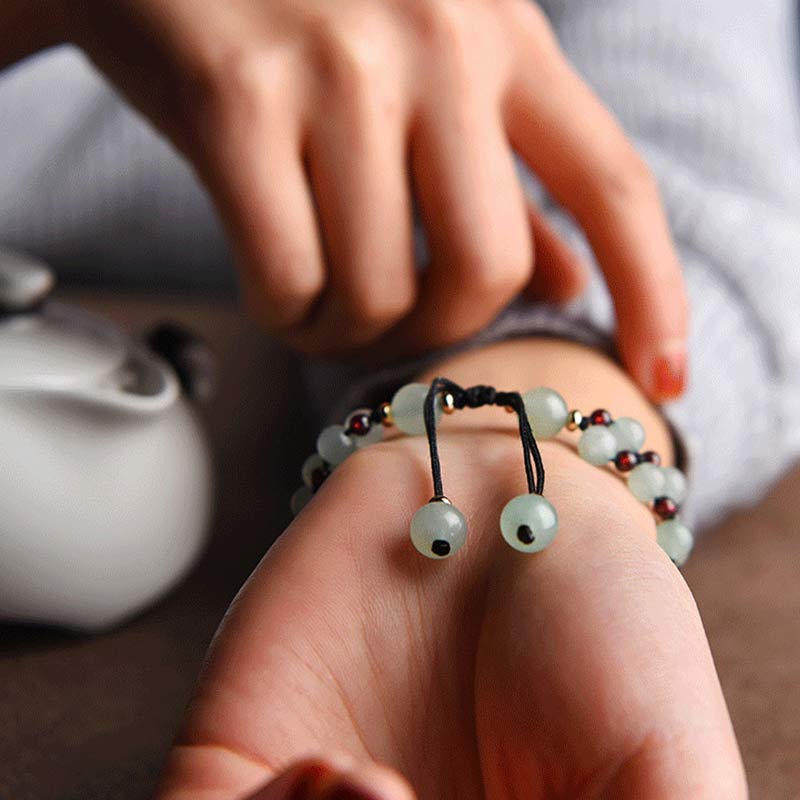 Buddha Stones Green Aventurine Garnet Bead Flower Petal Luck Bracelet - image 10