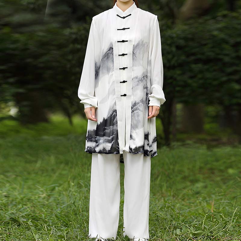 3Pcs Ink Painting Meditation Prayer Spiritual Zen Tai Chi Qigong Practice Unisex Clothing Set - image 7