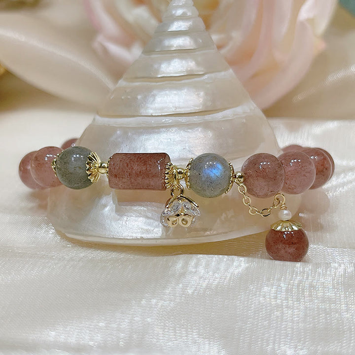 Buddha Stones Natural Strawberry Quartz Moonstone Love Bracelet - image 2