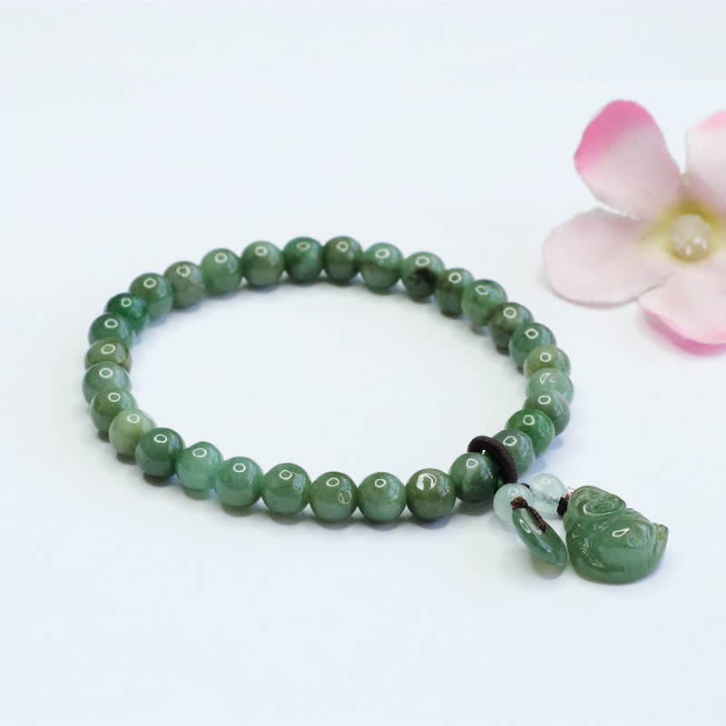 Buddha Stones Laughing Buddha Cyan Jade Healing Bracelet - image 6