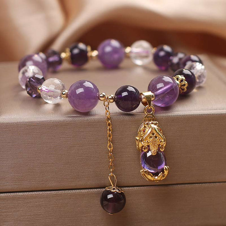 Buddha Stones  Natural Amethyst PiXiu Healing Bracelet - image 2