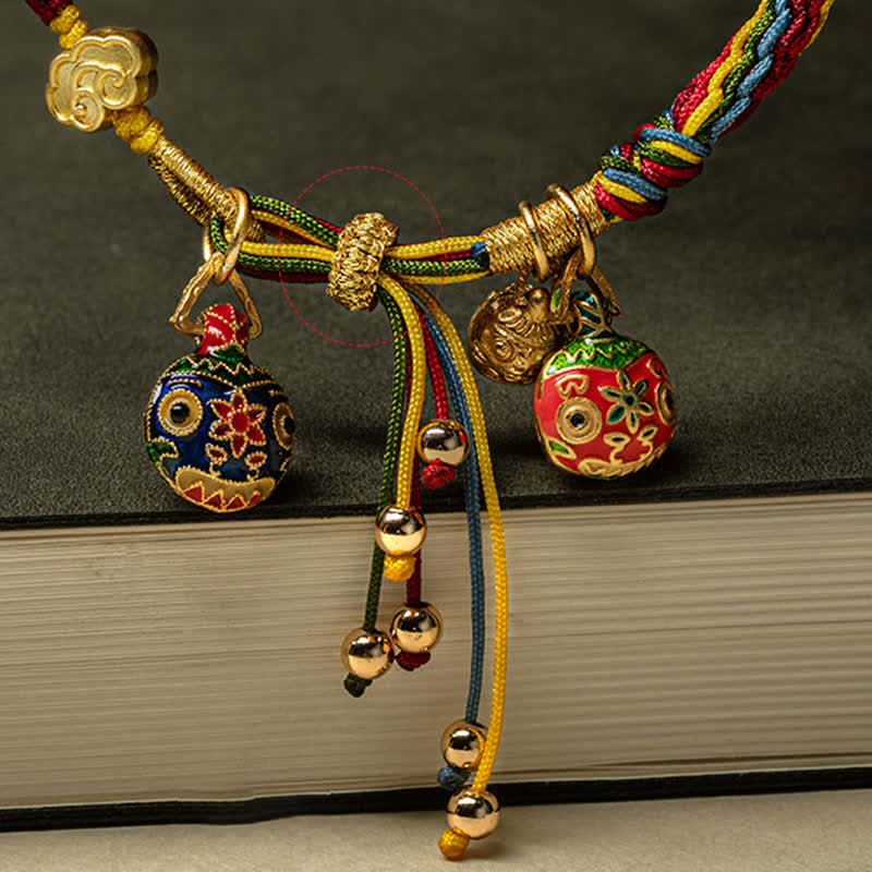 Buddha Stones Gold Swallowing Beast Family Luck Reincarnation Knot Colorful String Bracelet - image 9