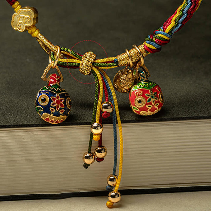 Buddha Stones Gold Swallowing Beast Family Luck Reincarnation Knot Colorful String Bracelet - image 9