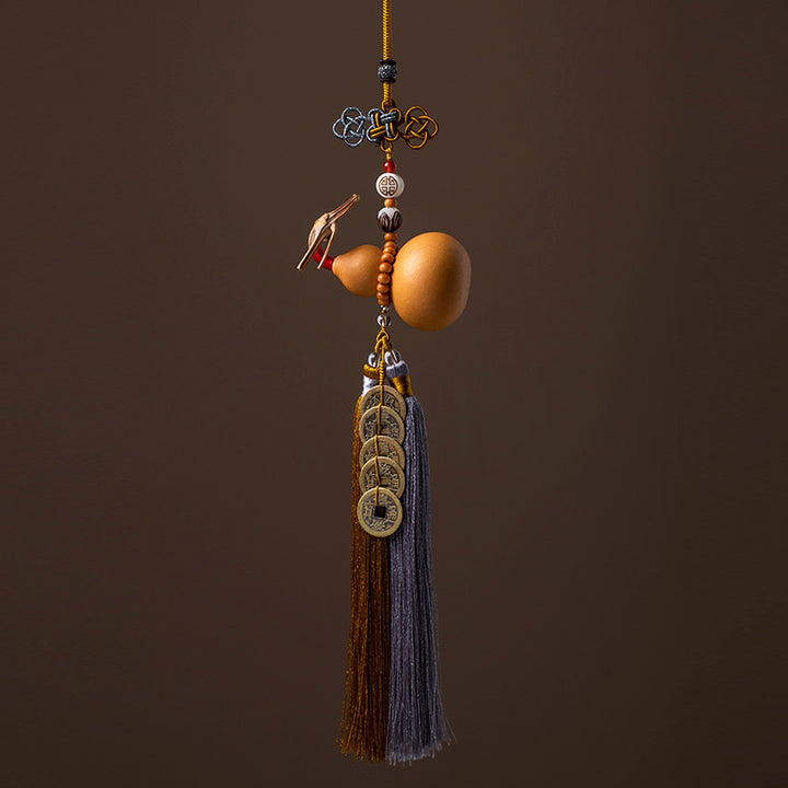 Buddha Stones Feng Shui Coins Gourd Chinese Knot Lucky Coins Five Emperor Money Wealth Tassels Decoration - PaleGoldenrod - image 6