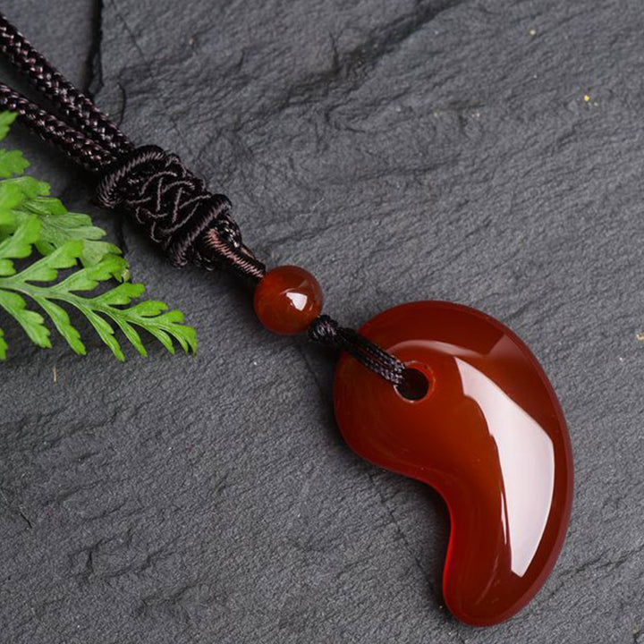 Buddha Stones Red Agate Green Agate Moon Pattern Confidence Calm Necklace - image 3