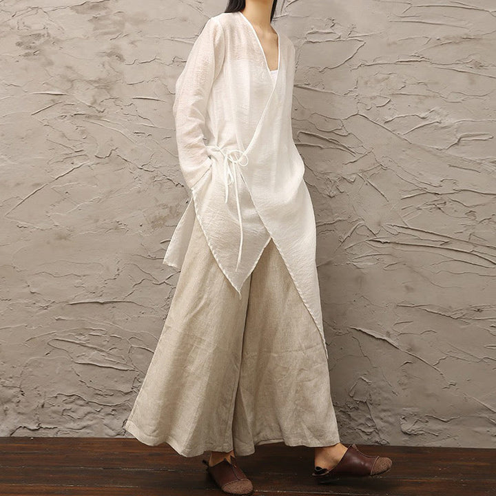 Buddha Stones Simple White Beige Pattern Meditation Spiritual Zen Practice Yoga Clothing Women's Clothes - image 0