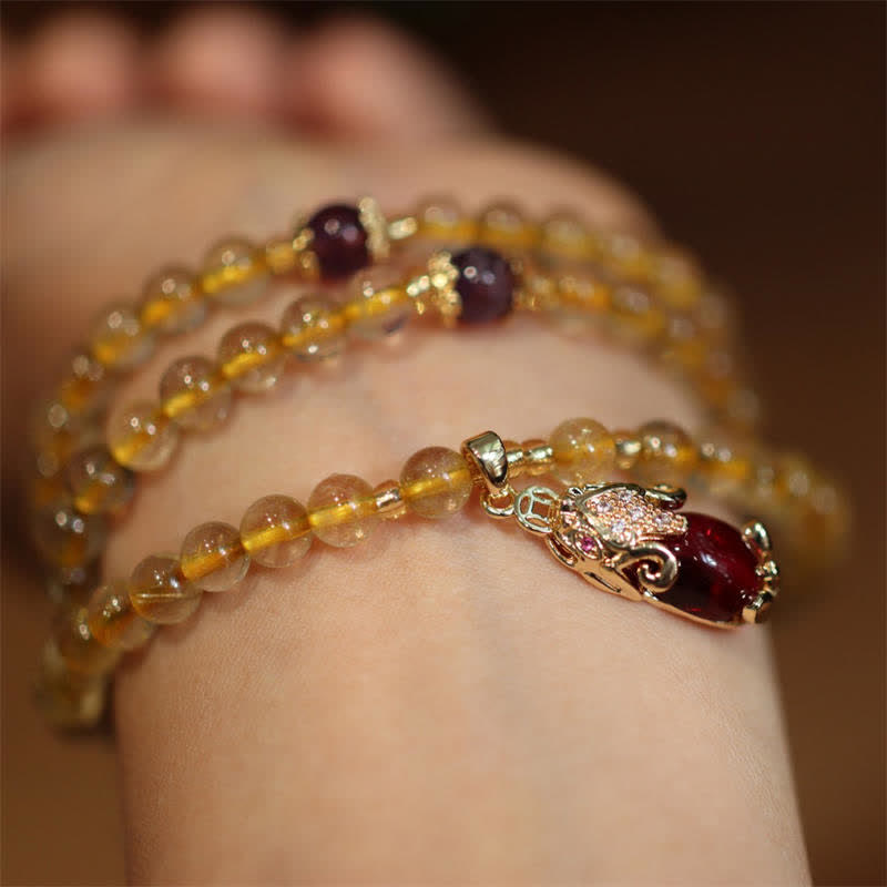 Buddha Stones Citrine Amethyst PiXiu Prosperity Happiness Protection Bracelet - image 3