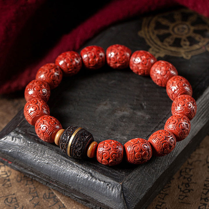 Buddha Stones Natural Cinnabar Ebony Calm Blessing Bracelet - image 1
