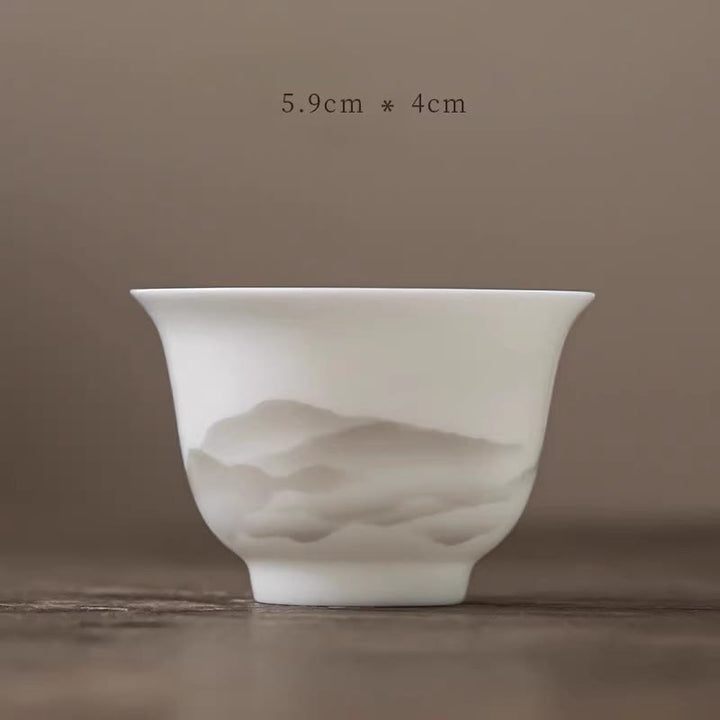 Buddha Stones Vintage Ink Painting Mountain White Porcelain Ceramic Gaiwan Sancai Teacup Kung Fu Tea Cup And Saucer With Lid Tea Utensil Teapot - Cup 5.9cm*4cm*50ml - image 16