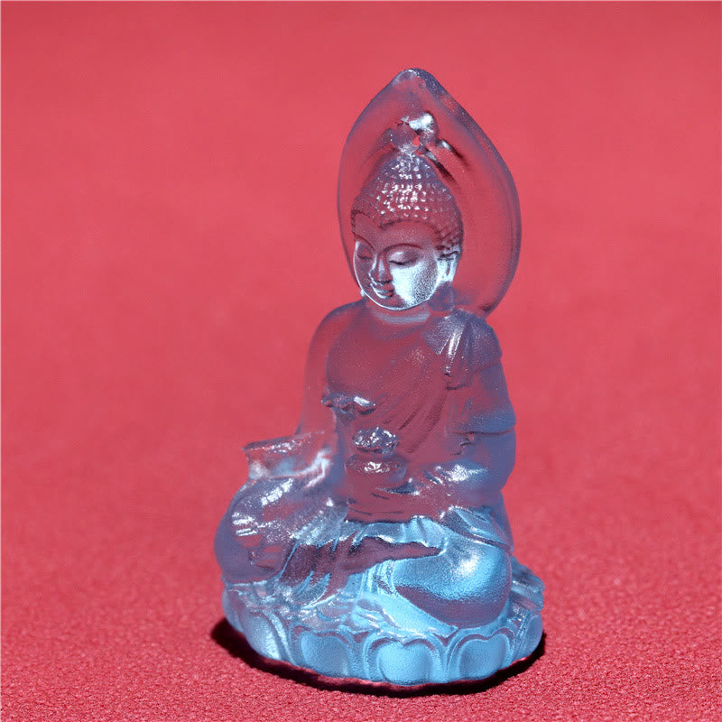 Buddha Stones Blue Tathagata Buddha Medicine Buddha Liuli Crystal Serenity Amulet Necklace Pendant - image 8