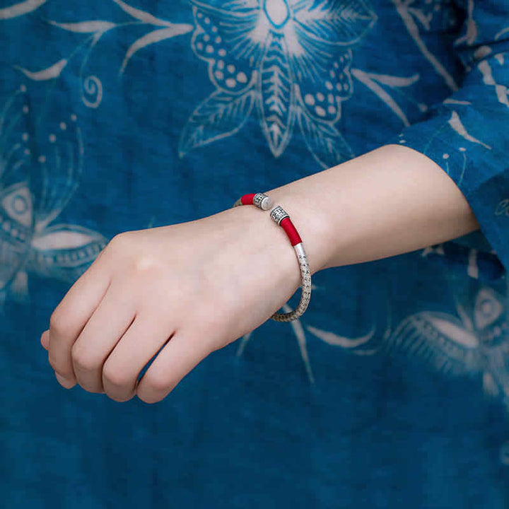Buddha Stones Tibet Om Mani Padme Hum Luck Red String Bracelet Bangle - image 2
