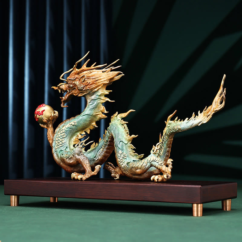 Buddha Stones Year Of The Dragon Auspicious Dragon Brass Copper Luck Success Office Decoration - image 8