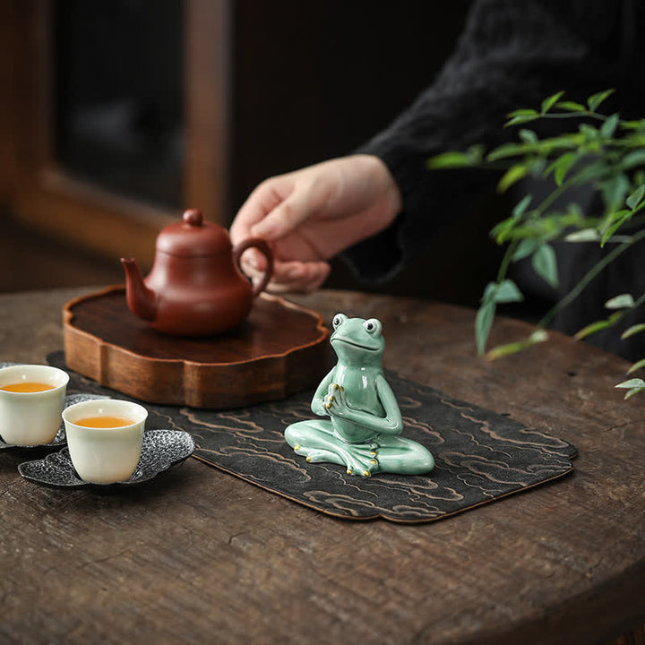 Buddha Stones Meditating Ceramic Zen Frog Statue Decoration - image 2