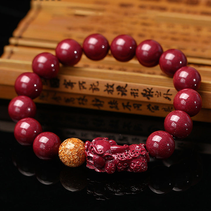 Buddha Stones Tibetan Cinnabar Pixiu Calm Bracelet - Cinnabar - image 0