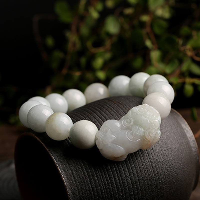 Buddha Stones Fengshui Wealth Prosperity Jade PiXiu Luck Bracelet - image 1
