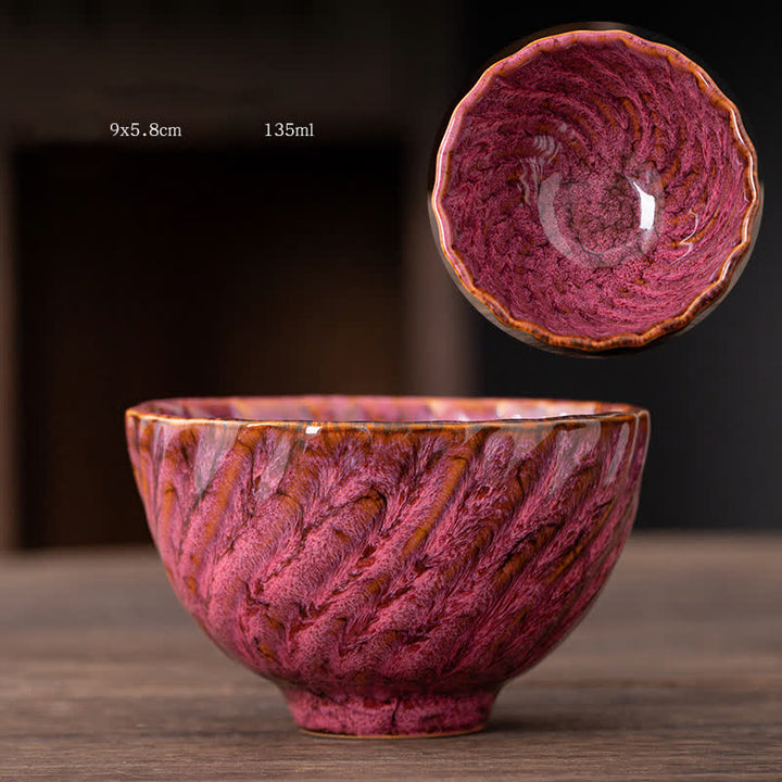 Buddha Stones Peach Blossom Pattern Ceramic Teacup Flower Tea Cups - LightPink - image 10