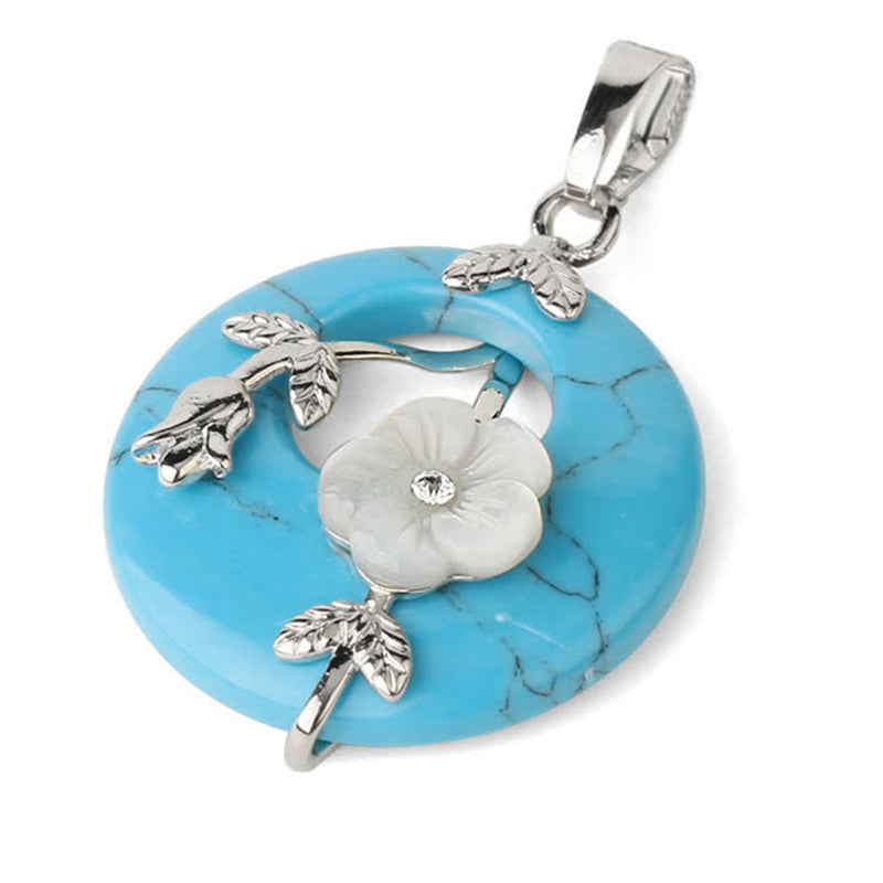 Buddha Stones Various Crystal Amethyst Green Aventurine Flower Healing Necklace Pendant - Blue Turquoise - image 37