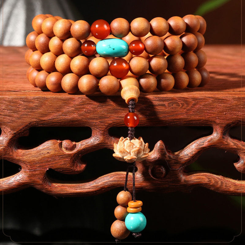 Buddha Stones Tibetan Sandalwood Lotus Enlightenment Charm Mala Bracelet - image 3