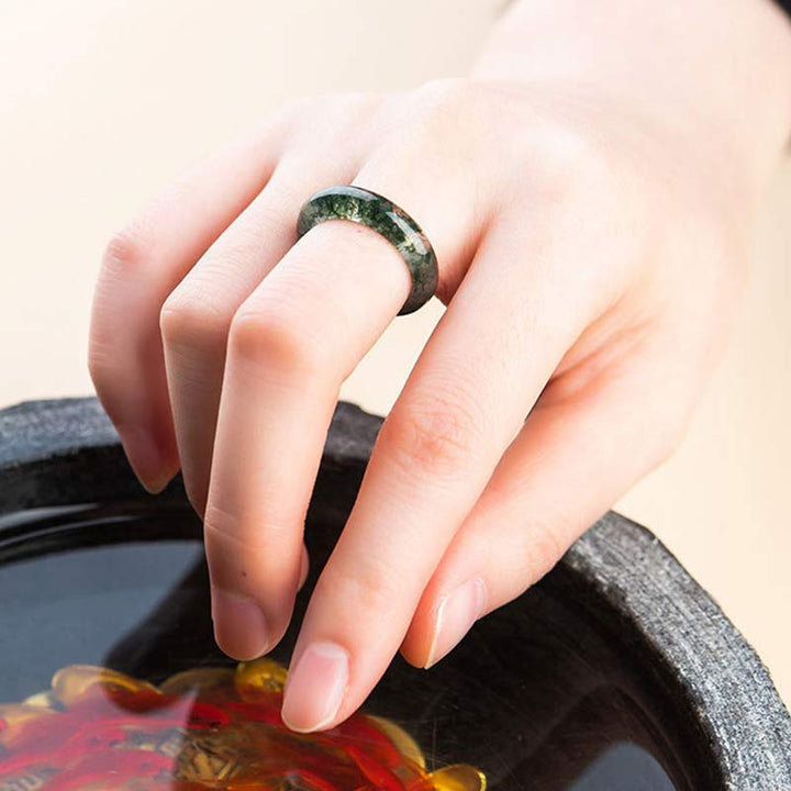 Buddha Stones Moss Agate Healing Balance Ring - image 4