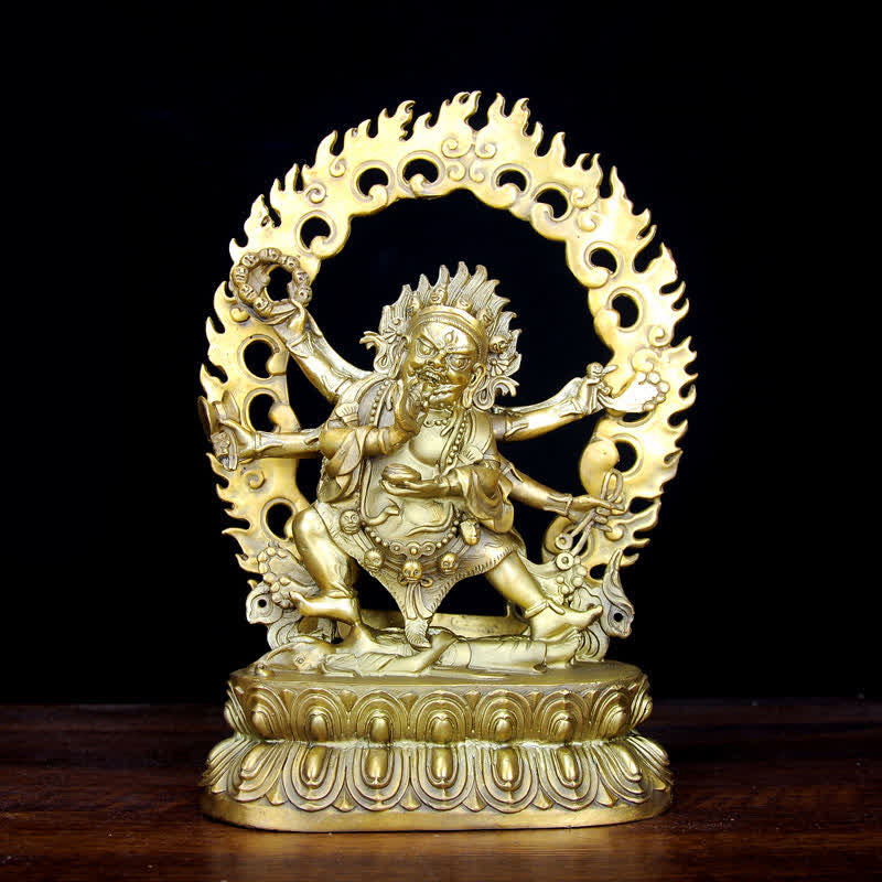 Buddha Stones Tibet Mahakala Bodhisattva Figurine Compassion Copper Statue Decoration - Gold - image 0