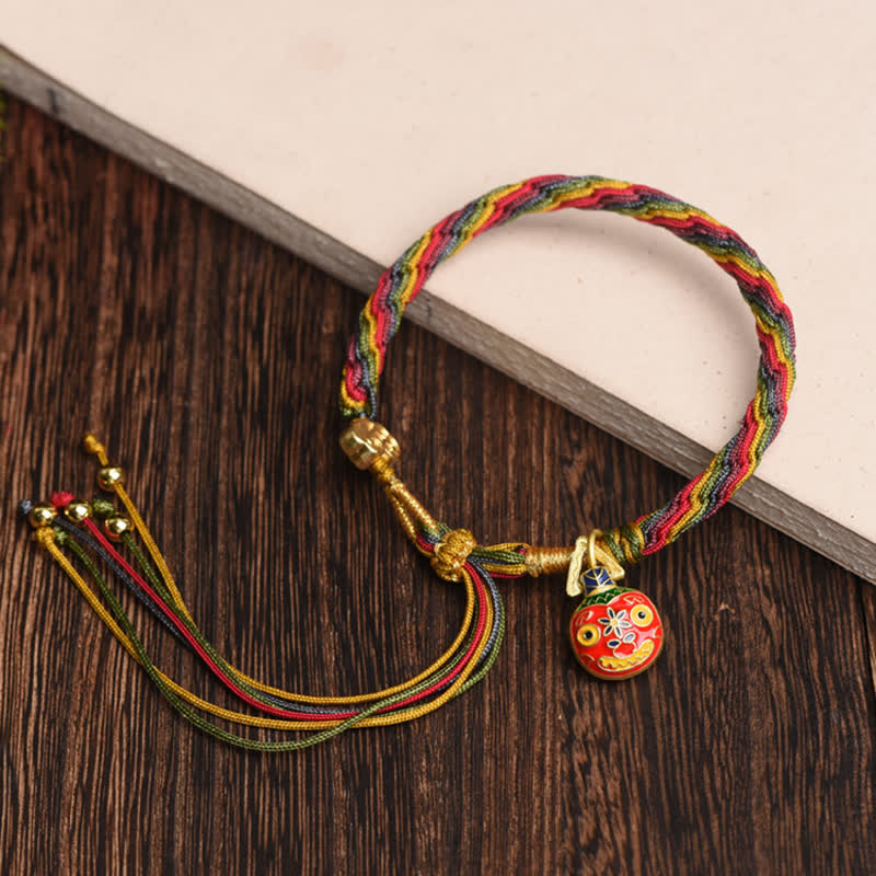 Buddha Stones Gold Swallowing Beast Family Luck Reincarnation Knot Colorful String Bracelet - image 1