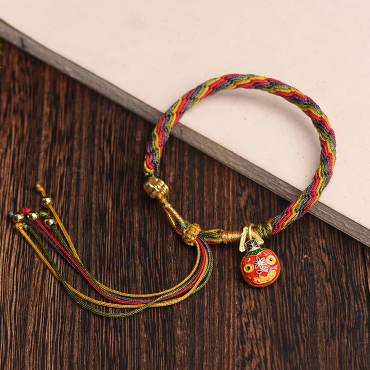 Buddha Stones Gold Swallowing Beast Family Luck Reincarnation Knot Colorful String Bracelet - image 1