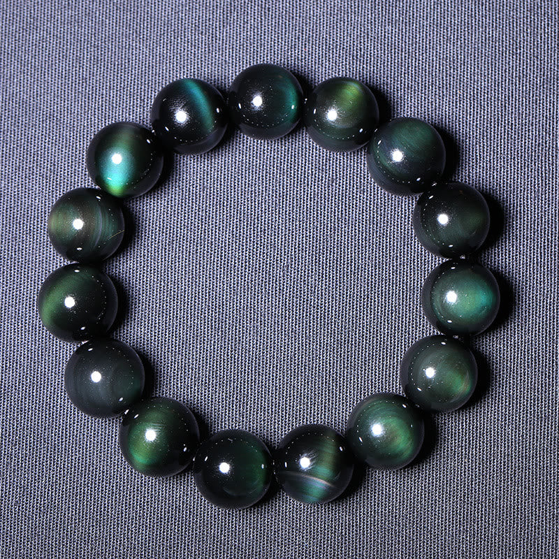 Buddha Stones Natural Green Eye Obsidian Wealth Bracelet - image 4