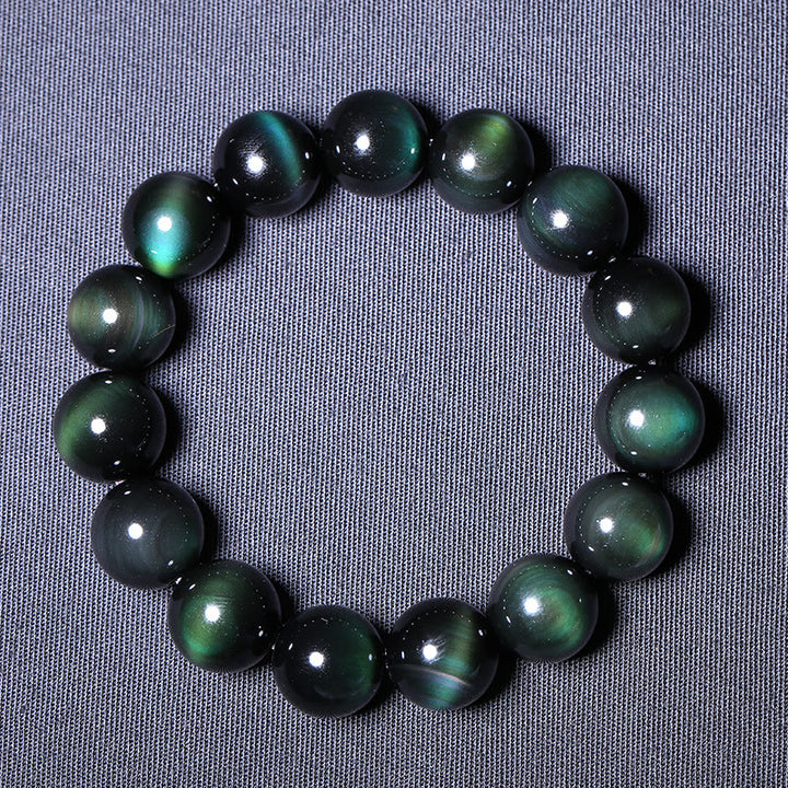 Buddha Stones Natural Green Eye Obsidian Wealth Bracelet - image 4