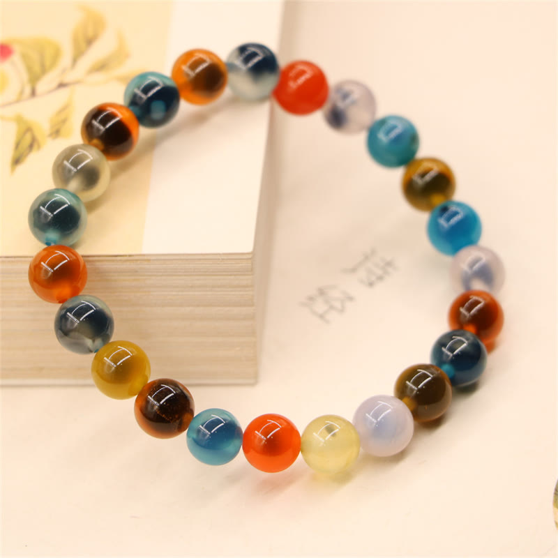 Buddha Stones Colorful Candy Agate Healing Strength Bead Bracelet - image 3