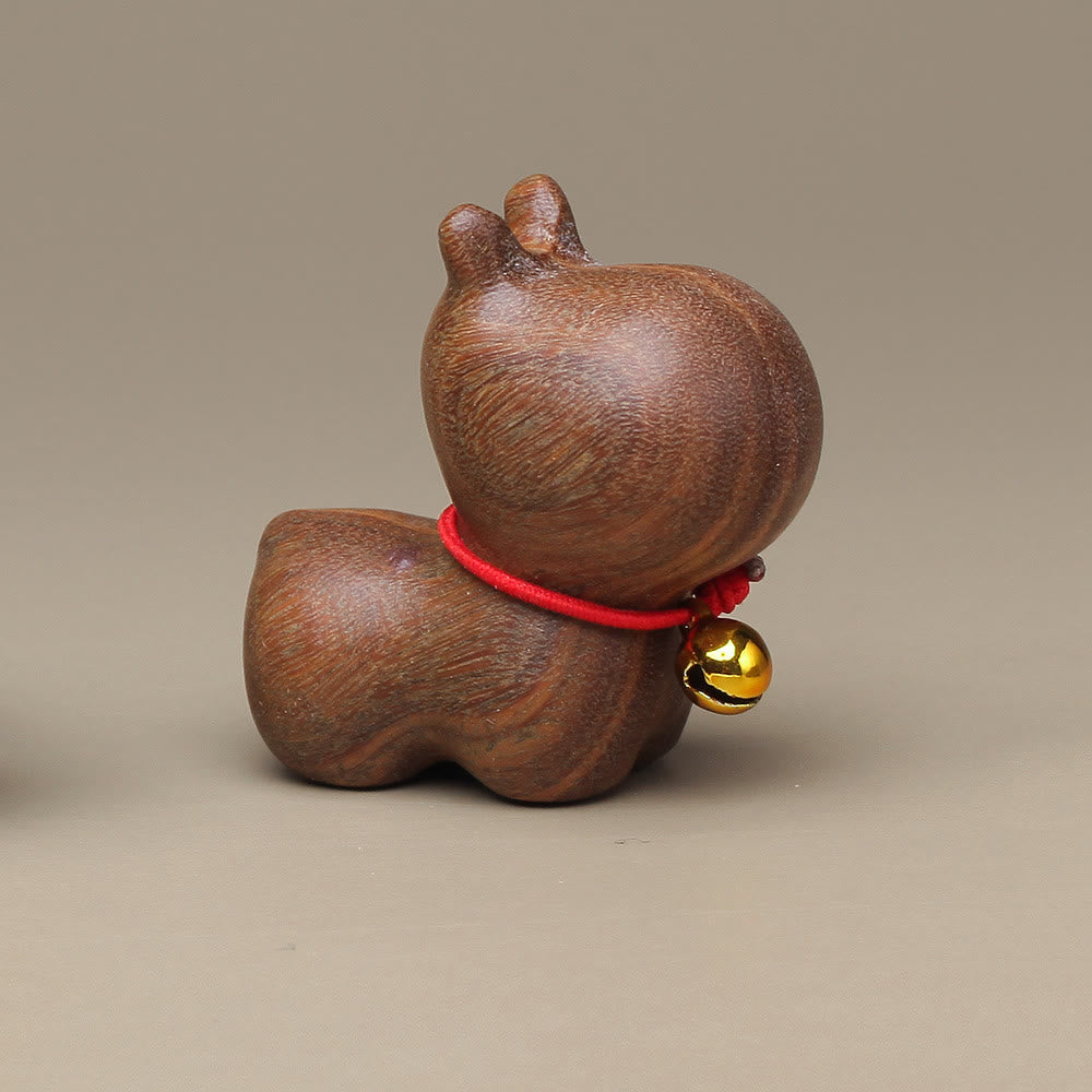 Buddha Stones Green Sandalwood Small Leaf Red Sandalwood Cute Cat Animals Soothing Peace Decoration - Green Sandalwood Hippo - image 22
