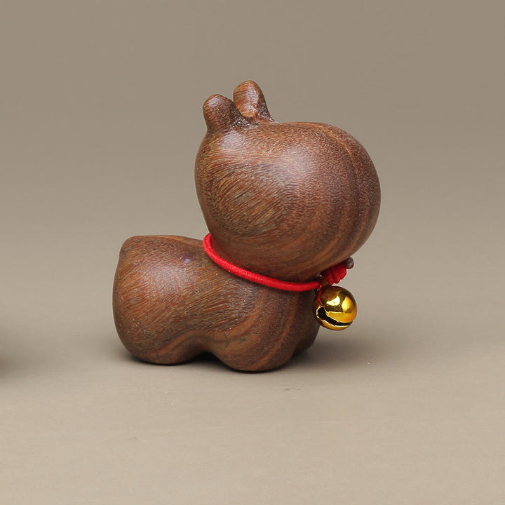 Buddha Stones Green Sandalwood Small Leaf Red Sandalwood Cute Cat Animals Soothing Peace Decoration - Green Sandalwood Hippo - image 22