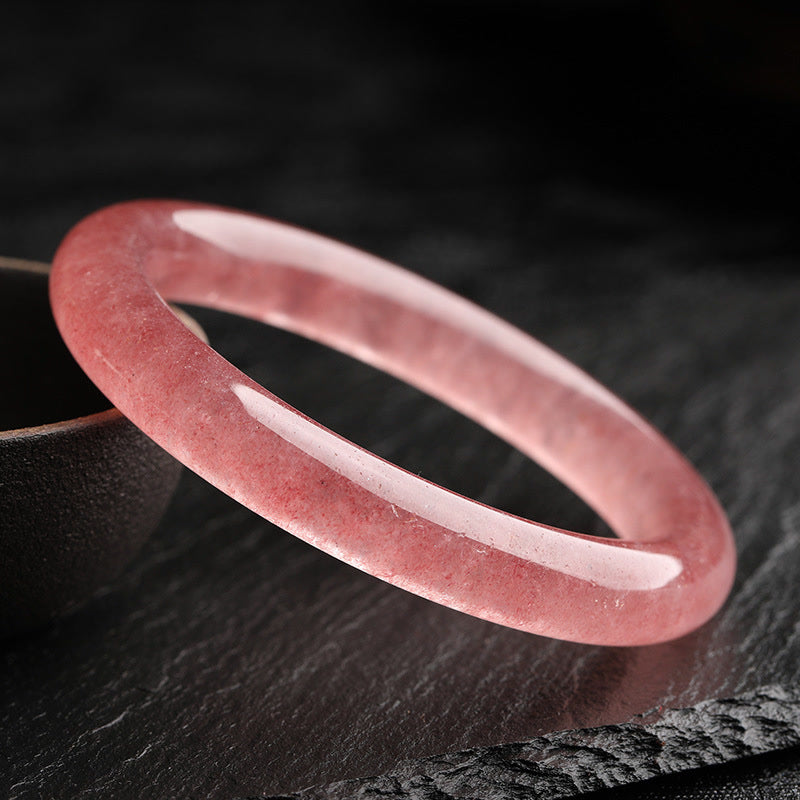 Buddha Stones Natural Strawberry Quartz Love Healing Bracelet Bangle - image 1